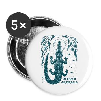 Australien Krokodil Wildnis - Buttons groß 56 mm (5er Pack) - Weiß - Vorne