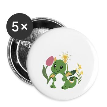 Pflanzenliebhaber · Geschenkidee · Drache mit Ei - Buttons groß 56 mm (5er Pack) - Weiß - Vorne