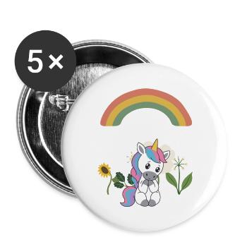 Trauriges Einhorn · Natur · Naturfreunde - Buttons groß 56 mm (5er Pack) - Weiß - Vorne