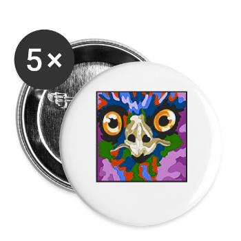 Buntes Tiergeist-Maske Kunstdruck - Buttons groß 56 mm (5er Pack) - Weiß - Vorne