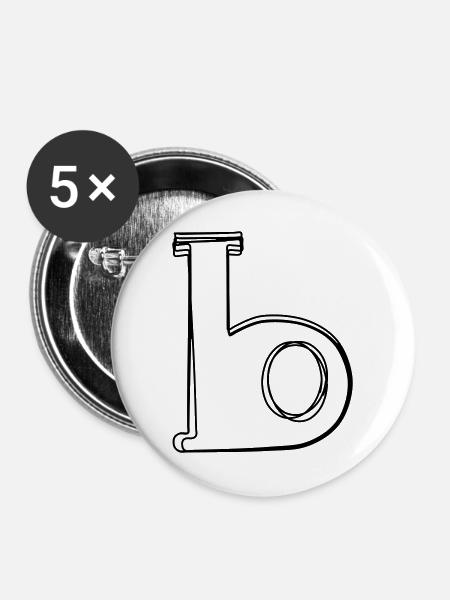 Kleinbuchstabe b handgezeichnet - Buttons groß 56 mm (5er Pack) - Weiß