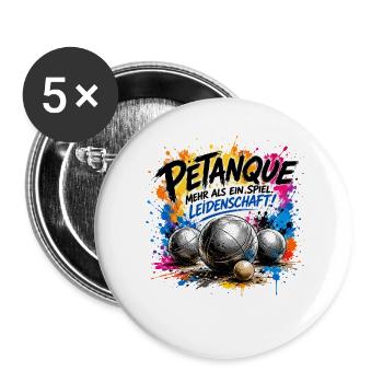  Petanque Mehr Als Ein Spiel Leidenschaft Boule - Buttons groß 56 mm (5er Pack) - Weiß - Vorne