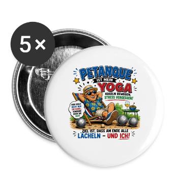  Petanque Ist Mein Yoga Kugeln Bewegen Stress - Buttons groß 56 mm (5er Pack) - Weiß - Vorne