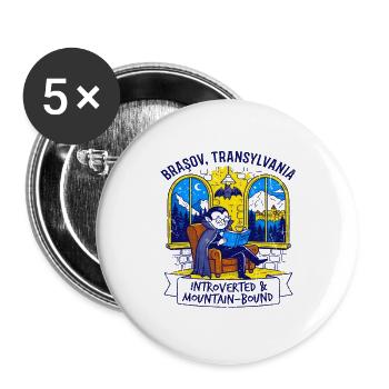 Mountains Brasov Transylvania Introverted And - Buttons groß 56 mm (5er Pack) - Weiß - Vorne