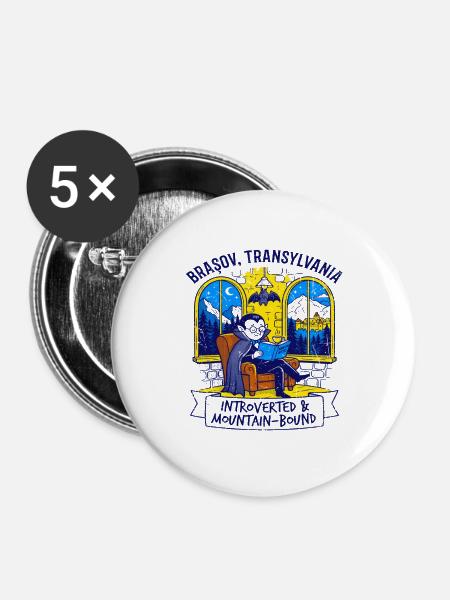 Mountains Brasov Transylvania Introverted And - Buttons groß 56 mm (5er Pack) - Weiß
