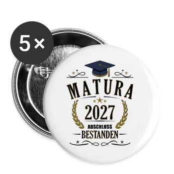 Matura 2027 - Buttons groß 56 mm (5er Pack) - Weiß - Vorne