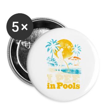Tropischer Retro-Pool-Print - Buttons groß 56 mm (5er Pack) - Weiß - Vorne