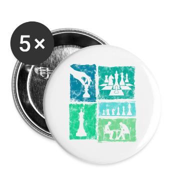Retro Schachfiguren Für Schachspieler Schachbrett - Buttons groß 56 mm (5er Pack) - Weiß - Vorne