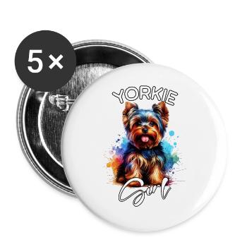 Yorkshire Terrier Mädchen Yorkshire Terrier - Buttons groß 56 mm (5er Pack) - Weiß - Vorne