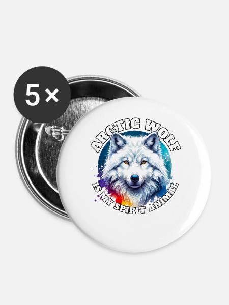 Lustige Polarwolf Sprüche - Buttons groß 56 mm (5er Pack) - Weiß