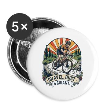Kiesstaub & Chianti Distressed Cycling Tee - Buttons groß 56 mm (5er Pack) - Weiß - Vorne