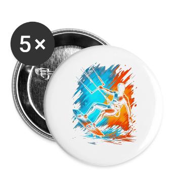 Kitesurfing Kitesurf Herren Kinder Kitesurfen - Buttons groß 56 mm (5er Pack) - Weiß - Vorne