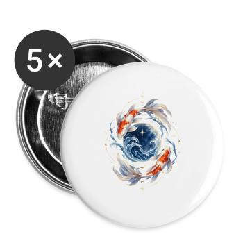 Koi-fische Japanische Koi-fische Koi-karpfen - Buttons groß 56 mm (5er Pack) - Weiß - Vorne