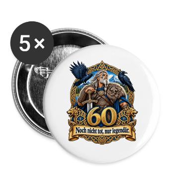 60.Geburtstag - Buttons groß 56 mm (5er Pack) - Weiß - Vorne