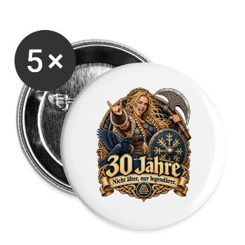 30.Geburtstag Schildmaid - Buttons groß 56 mm (5er Pack) - Weiß - Vorne