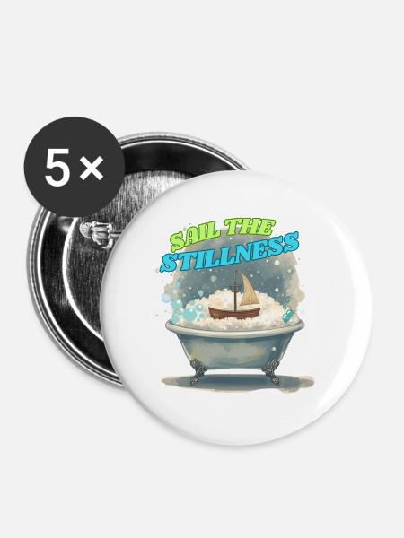 Segel der Stille - Buttons groß 56 mm (5er Pack) - Weiß