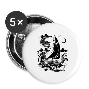 Segelboot Zeichnung - Buttons groß 56 mm (5er Pack) - Weiß - Vorne