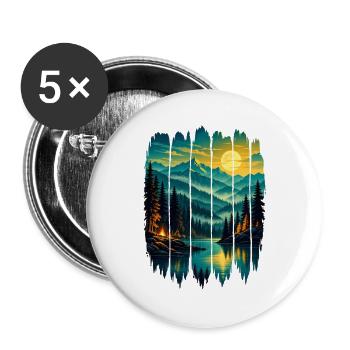 Sonnenbeschienene Kiefern am Mountain Lake - Buttons groß 56 mm (5er Pack) - Weiß - Vorne