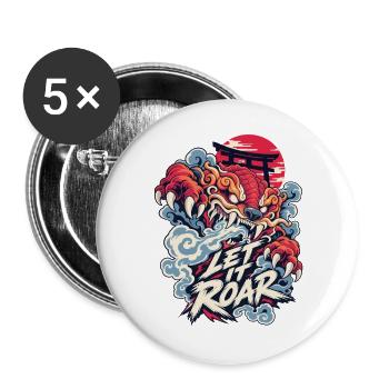 Let It Roar: Drachen und Torii - Buttons groß 56 mm (5er Pack) - Weiß - Vorne