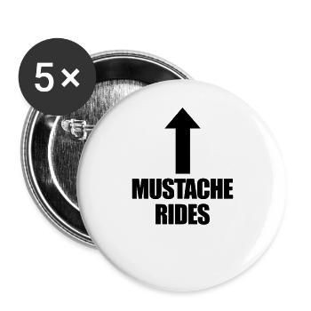 Schnurrbartritte Pfeil nach oben Herren Schnurrbar - Buttons groß 56 mm (5er Pack) - Weiß - Vorne