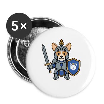 Süßer Corgi Paladin Hund Süßes RPG Gamer Fantasy Geschenk - Buttons groß 56 mm (5er Pack) - Weiß - Vorne