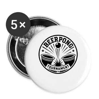 Beer Pong Turnier - Buttons groß 56 mm (5er Pack) - Weiß - Vorne