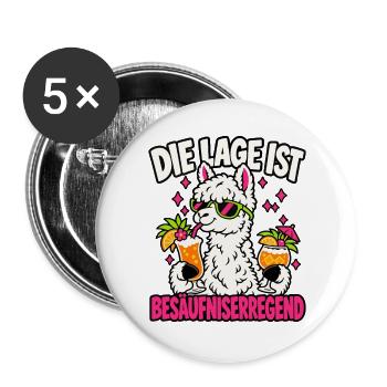 Besäufniserregend – Party Lama - Buttons groß 56 mm (5er Pack) - Weiß - Vorne