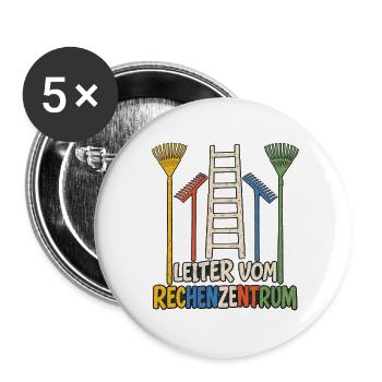 Leiter vom Rechenzentrum funny lustig Gartenliebe  - Buttons groß 56 mm (5er Pack) - Weiß - Vorne