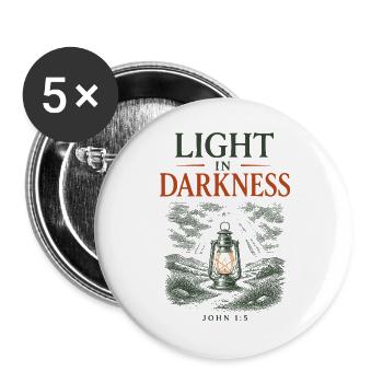 Licht in der Dunkelheit - Buttons groß 56 mm (5er Pack) - Weiß - Vorne
