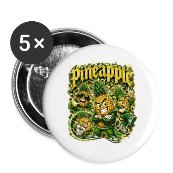 Ananas - Buttons groß 56 mm (5er Pack) - Weiß - Vorne