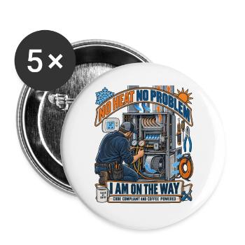 Kein Hitzeproblem Kaffee-Technik - Buttons groß 56 mm (5er Pack) - Weiß - Vorne