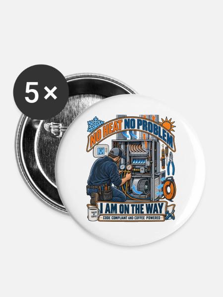 Kein Hitzeproblem Kaffee-Technik - Buttons groß 56 mm (5er Pack) - Weiß