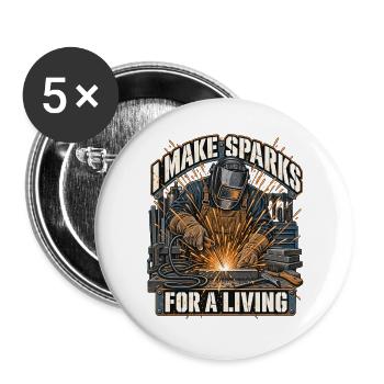 Funkenflug fürs Leben Schmiedekunst - Buttons groß 56 mm (5er Pack) - Weiß - Vorne