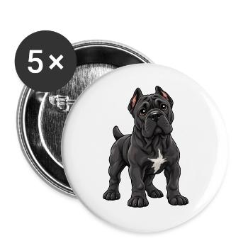 Cane Corso Kawaii Style – Süßer großer Hund - Buttons groß 56 mm (5er Pack) - Weiß - Vorne