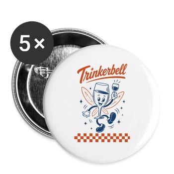 Wein Trinkerbell Weinfest Weinliebhaber - Buttons groß 56 mm (5er Pack) - Weiß - Vorne