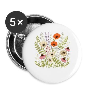 Orange Poppy Coneflower Lavender - Buttons groß 56 mm (5er Pack) - Weiß - Vorne