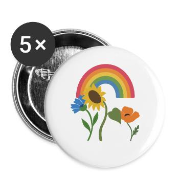 Natur · Mohn · Naturfreunde · Kornblume - Buttons groß 56 mm (5er Pack) - Weiß - Vorne