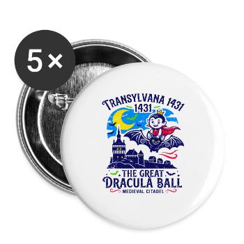 Transulvana 1431 The Great Dracula Ball - Buttons groß 56 mm (5er Pack) - Weiß - Vorne