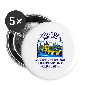 The Prague Old Town Bohemia Typography Quote - Buttons groß 56 mm (5er Pack) - Weiß - Vorne