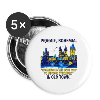 The Prague Bohemia Old Town Travel Typography - Buttons groß 56 mm (5er Pack) - Weiß - Vorne