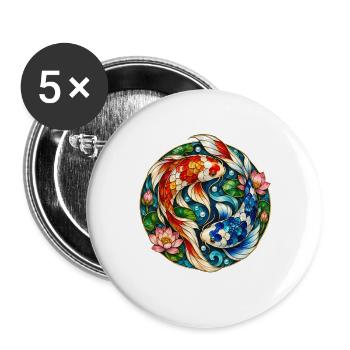 Koi-fische Japanische Koi-fische Koi-karpfen - Buttons groß 56 mm (5er Pack) - Weiß - Vorne