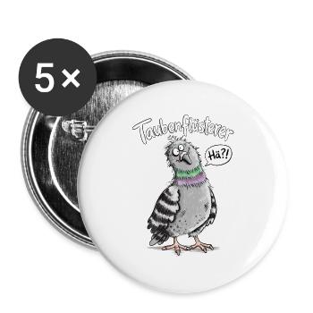 Taubenflüsterer I Taube Stadttaube Vogelhumor - Buttons groß 56 mm (5er Pack) - Weiß - Vorne