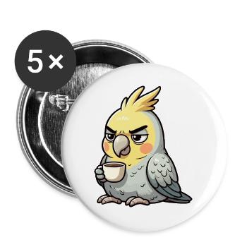 Nymphensittich Nymphensittiche Nymphensittichvogel - Buttons groß 56 mm (5er Pack) - Weiß - Vorne