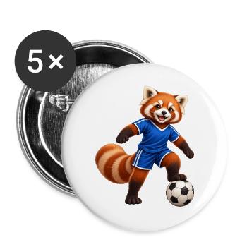 Fußballspielender Red Panda - Buttons groß 56 mm (5er Pack) - Weiß - Vorne