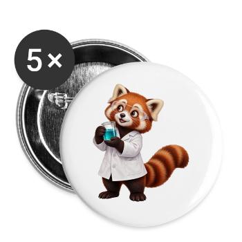 Roter Panda-Wissenschaftler mit Becher - Buttons groß 56 mm (5er Pack) - Weiß - Vorne