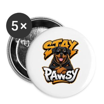 Rottweiler - Buttons groß 56 mm (5er Pack) - Weiß - Vorne