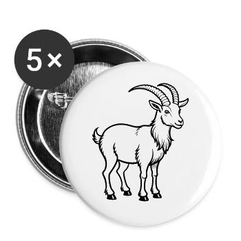 Bergziege - Buttons groß 56 mm (5er Pack) - Weiß - Vorne