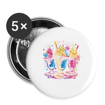 Eisbecher Vaporwave - Buttons groß 56 mm (5er Pack) - Weiß - Vorne