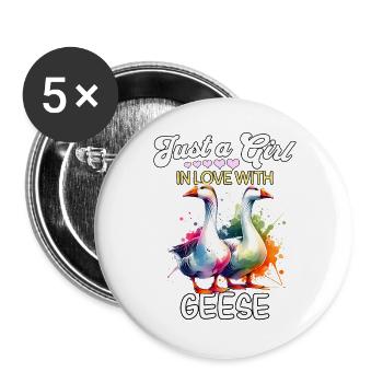 Gans Mädchen Goose - Buttons groß 56 mm (5er Pack) - Weiß - Vorne