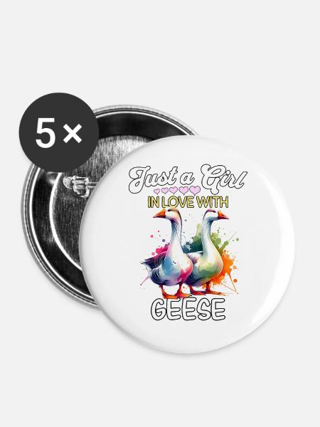 Gans Mädchen Goose - Buttons groß 56 mm (5er Pack) - Weiß